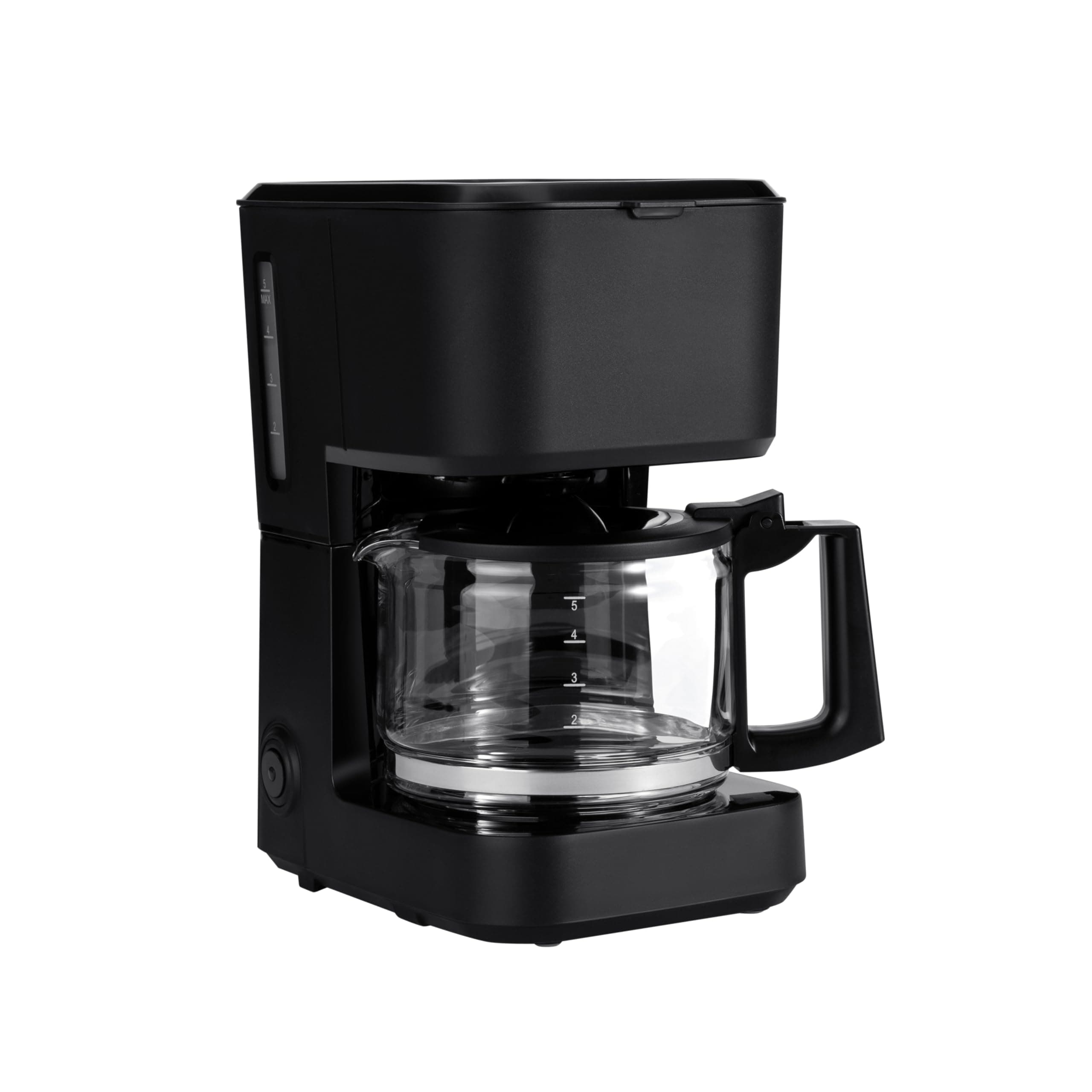 Amazon Basics 5 Cup Drip Coffee Maker with Glass Coffee Pot (0.8 Qt), Auto Shut-off, Auto Pause, Removable Filter Basket, Matte Black