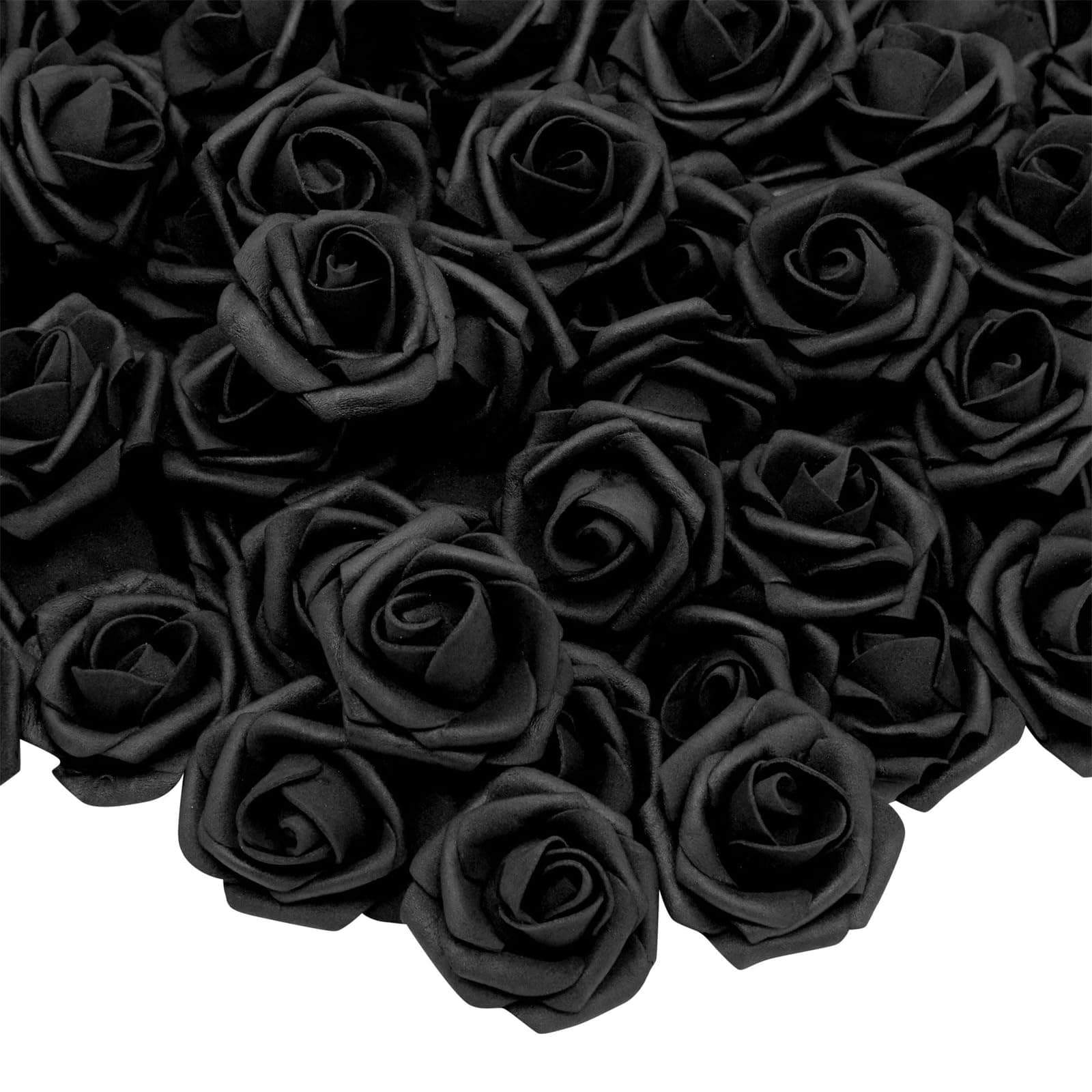 Bright Creations 100 Pack Black Artificial Flowers, Bulk Stemless Fake Foam Roses for Decorations, DIY Crafts, Bouquets (7 cm)