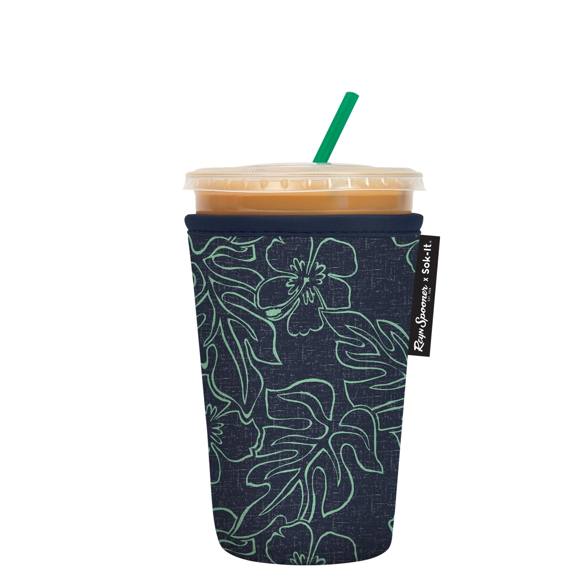 Sok ItJava Sok Iced Coffee & Cold Soda Insulated Neoprene Cup Sleeve (Monstera Ink, Medium: 24-28oz)