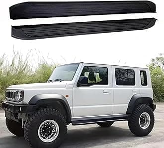 2Pcs Running Boards Side Steps Peals Nerf Foot Protector Bar Black with Brackets Fits for Jimny JB64 2019 2020 2021 2022 2023 2024 2025 (5 Door)