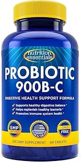 Nutrition Essentials Probiotics for Women and Men - with Lactase Enzyme and Prebiotic Fiber for Digestive Health - 80 Percent + More Potent Supplement for Gut Health Support - Vegan Formula