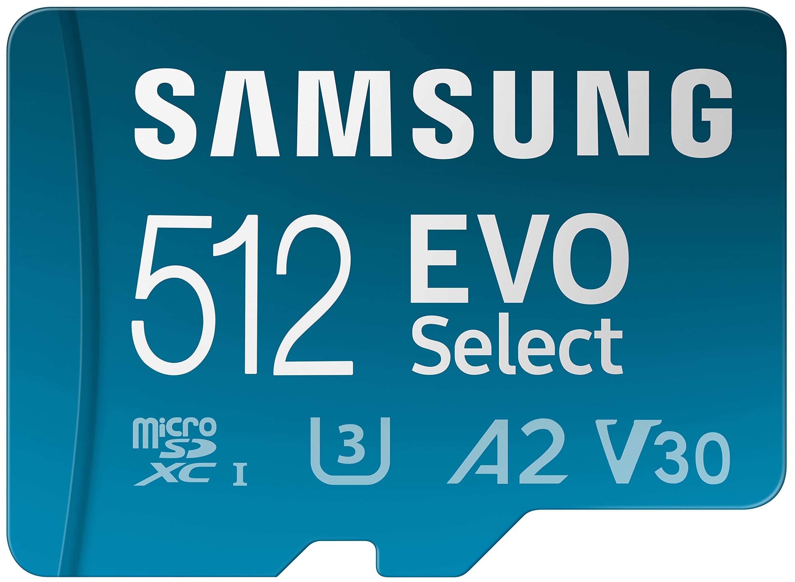 EVO Select Micro SD-Memory-Card + Adapter, 512GB microSDXC 130MB/s Full HD & 4K UHD, UHS-I, U3, A2, V30, Expanded Storage for Android Smartphones, Tablets, Nintendo-Switch (MB-ME512KA/AM)