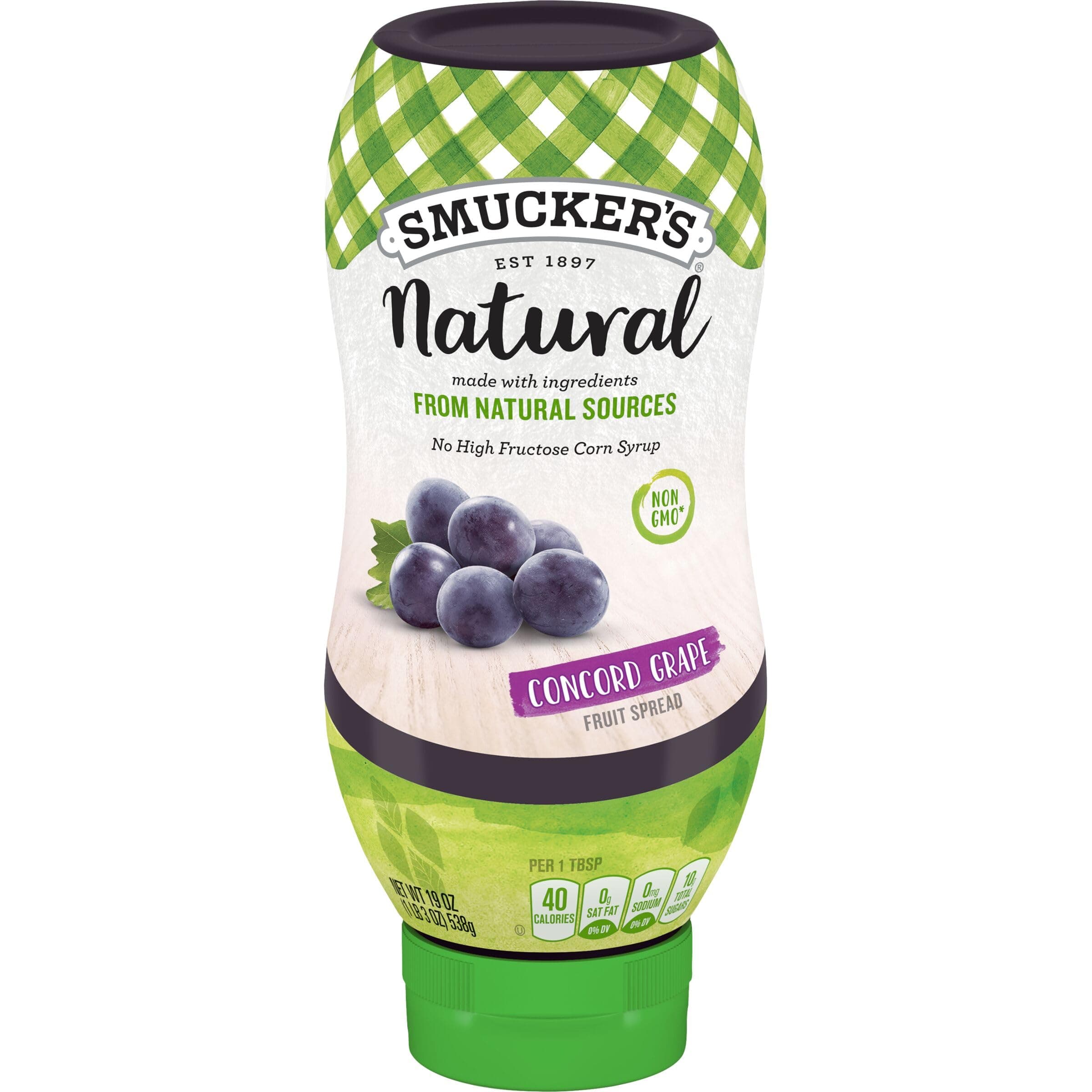 Natural Concord Grape Squeezable Fruit Spread, 19 Ounces (Pack of 12)