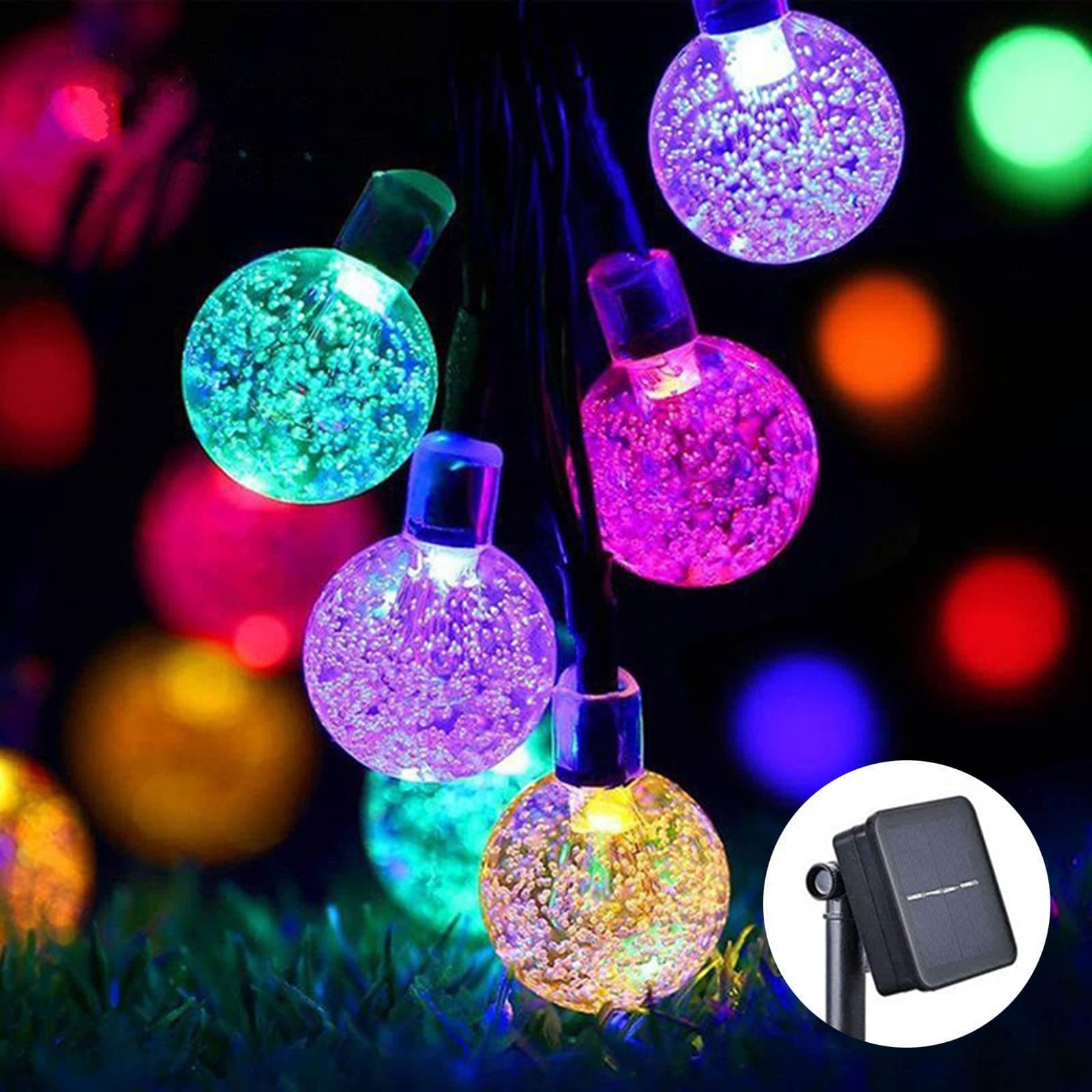 Solar String Lights Outdoor 100 Led 40 Feet Multi-Color Crystal Globe Lights with 8 Lighting Modes, Waterproof Solar Powered Patio Lights for Garden Yard Porch Wedding Party Decoration