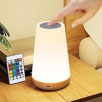 Doraimuni Night Light Kids, Touch Control Bedside Table Lamp with 13 RGB Colour Changing, USB Rechargeable Nursery Night Lights with 5 Modes, Remote Control Dimmable Baby Night Ligh, Memory Function