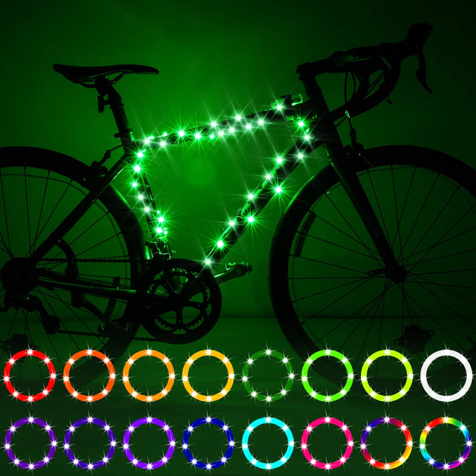 Waybelive 2 Pack LED Bike Wheel Light, Remote Control Bicycle Tire LED Light, Wheelchair Light, 16 Color Change by Yourself, Waterproof, Super Bright to Ride at Night, Good Gift for Kids(2 Tires)