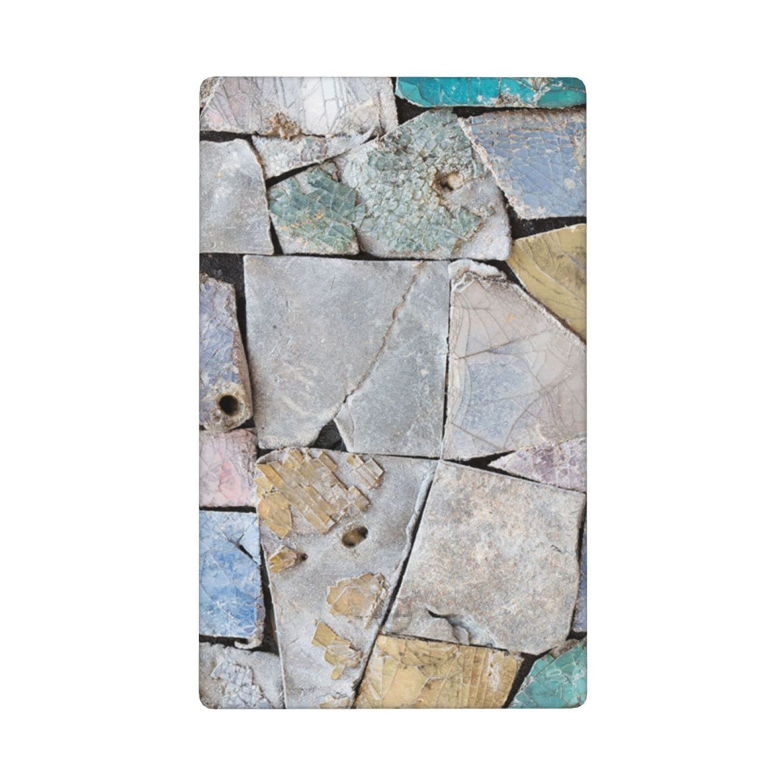 Stone Wall Art Wall Plate Cover No Blank Light Switch Cover Wallplates Modern Home Art Decorative Outlet Cover For Kitchen Bedroom Standard Size 4.5" X 2.76"