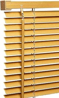 PVC window Venetian Blind Blinds Easy Fit Trimmable Fittings Window Treatment Shutter Twist Open Close (Teak-Wood Grain Effect, 180cm wide (70.86") x 213cm Drop)