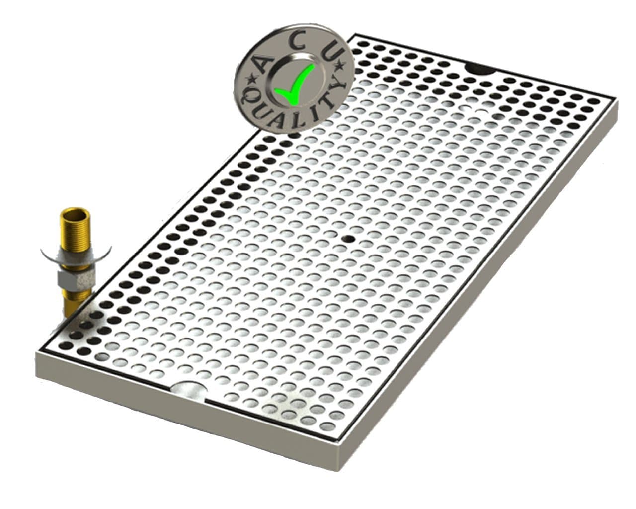 ACU Precision Sheet Metal 0108-20 Surface Mount Drip Tray with Drain 8" x 20" x 3/4"- Stainless Steel # 4 Brushed Finish, 0.75" Height, 8" Width, 20" Length