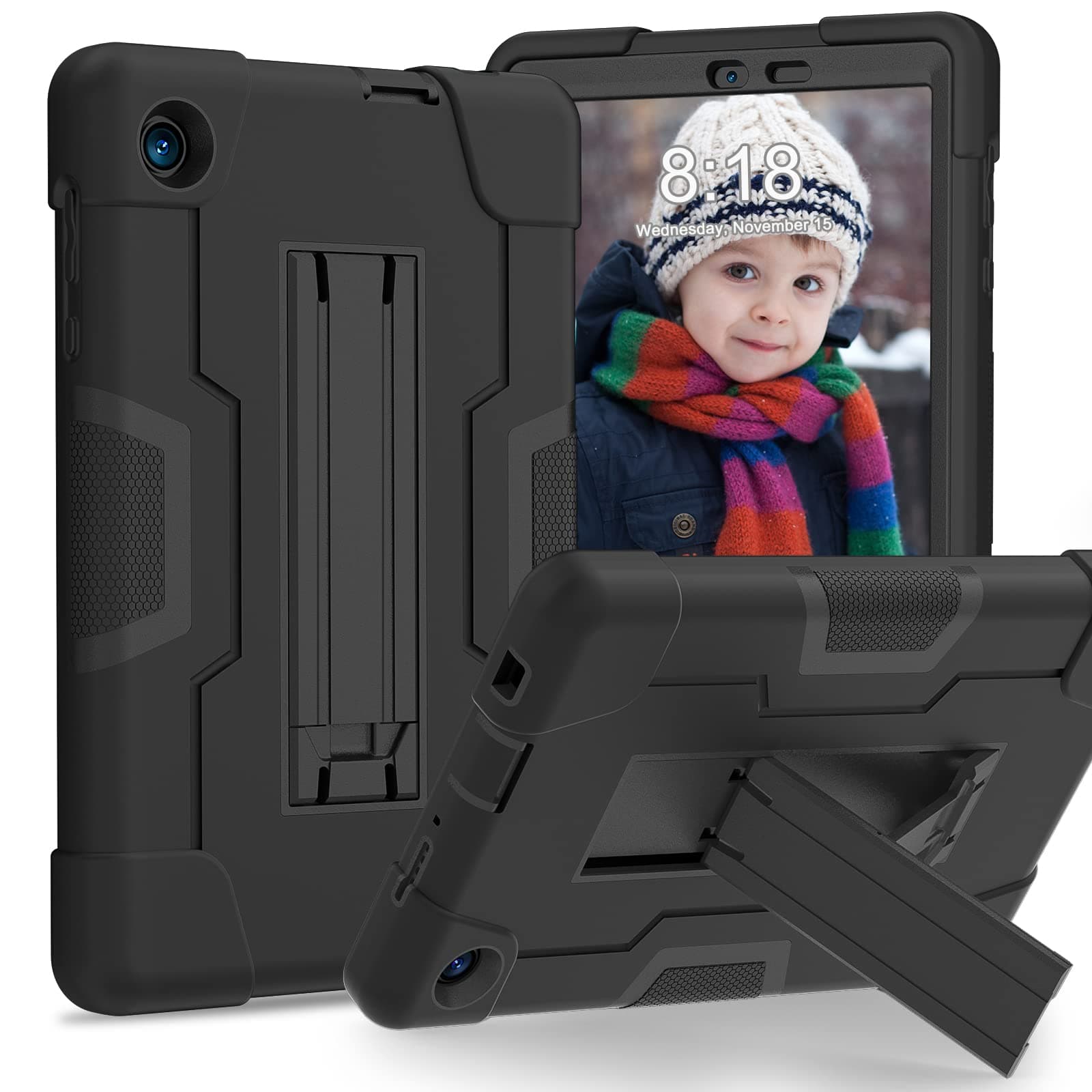 Bingcok for TCL TAB 8 LE Case, TCL TAB 8 LE Case for Kids, Heavy Duty Rugged Full-Body Hybrid Shockproof Drop Protection Cover for TCL Tab 8 LE (Model:9137W)2023/TCL Tab 8 WiFi (Model:9132X) (1-Black)