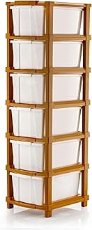 AZZOTE Plastic Drawer Organizer Self Standard Rectangular Multi Purpose Modular Drawer System Large Chest of Drawer Organizer for Home Office,Product Dimension When assembeled (6 Layer, White)