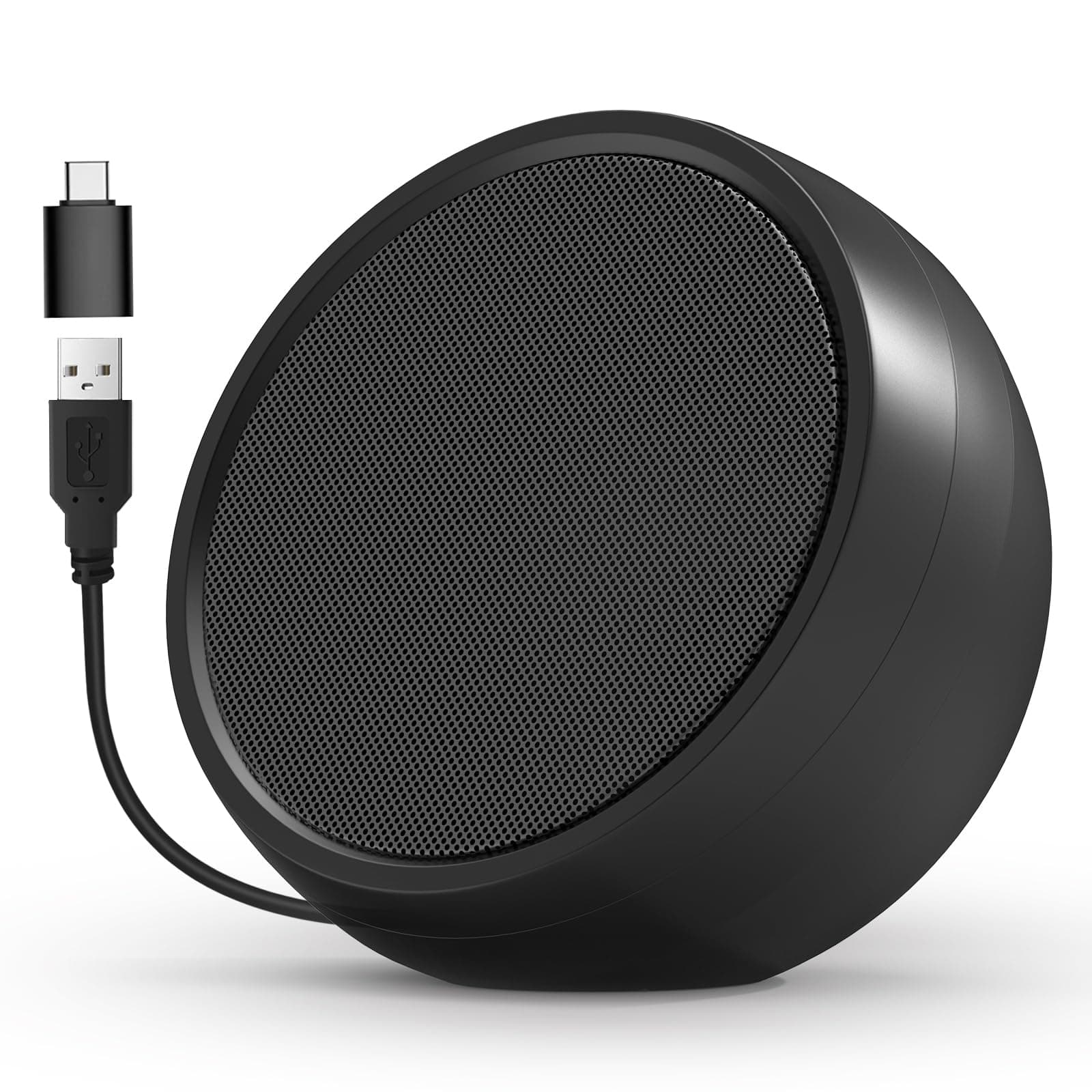 USB Computer Speaker for Laptop, External Speakers for Desktop Computer with Crystal Clear Sound, Rich Bass and Volume Buttons, Plug-N-Play (Black)