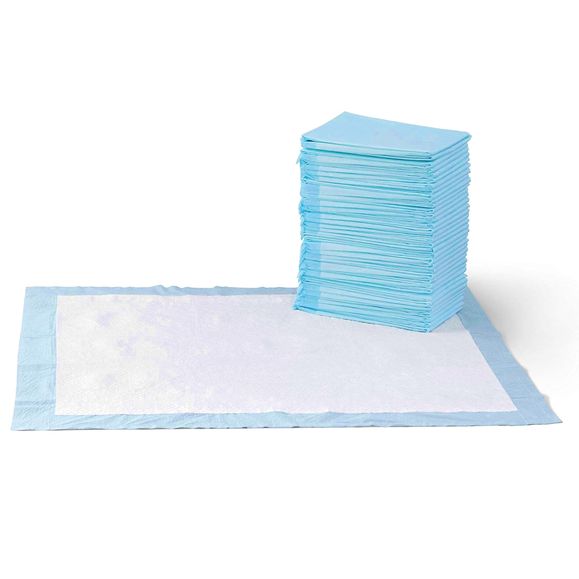 Amazon Basics Leak-Proof Dog and Puppy Potty Training Pee Pads with Quick-Dry 5-Layer Design, X-Large Size 28 x 34 Inch, Blue & White, 40-Pack