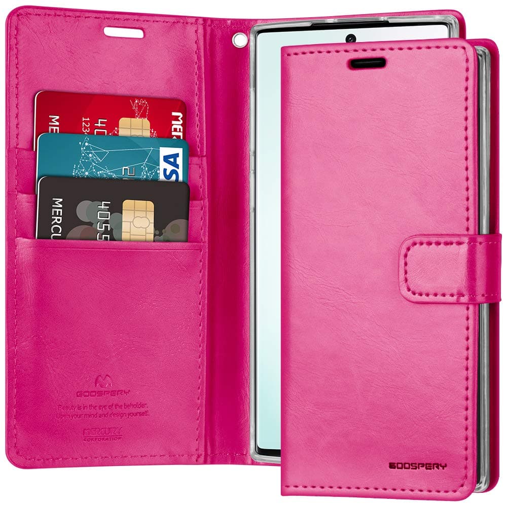 Goospery Blue Moon Wallet for Samsung Galaxy Note 10 Case (2019) Leather Stand Flip Cover (Hot Pink) NT10-BLM-HPNK