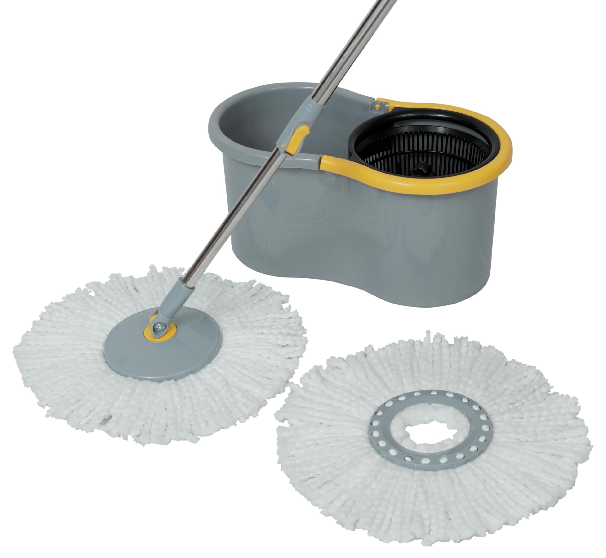 Esquire Elegant Grey 360° Spin Mop Set with Easy Wheels and Additional Refill