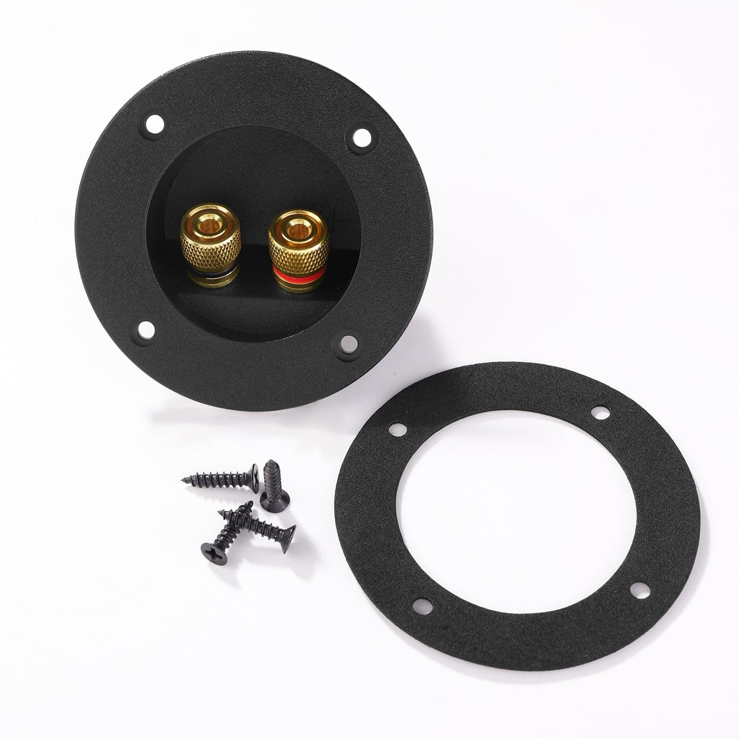 Black DIY Home 2-Way Speaker Box Terminal Binding Post, Terminal Cover Post Round Spring Cup Connectors Subwoofer Connector
