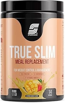 True Slim Protein Powder Meal Replacement Shake | For Weight Control And Management | 23 gm Protein With 8 Ayurvedic Superfood | Sugar Free | For Men and Women (Alphonso Mango, 500 g)