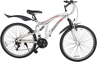 Mogoo ITG Journey Dual Suspension Mountain Bike 24/26-Inch, 21 Gears Speed Drivetrain, Bicycle Adult, V Brakes, Full Suspension MTB, Cycle For Men & Women, 21-Gears