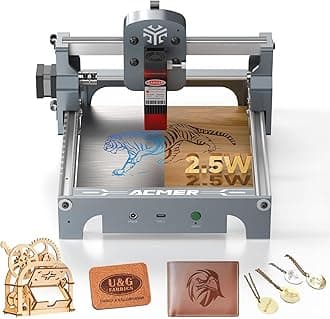 ACMER S1 Laser Engraver for Beginner Mini Laser Engraving Machine for Wood, Leather, Plastic, Laser Class4 (Silver, 2500mW)