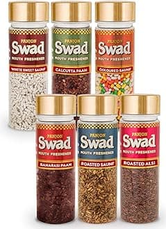 Swad Mouth Fresheners White Sweet Saunf Royal Fresh Roasted Alsi (Pack of 6) 585 Gm