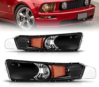 AmeriLite Park/Signal Lights Black Amber for Ford Mustang - Passenger and Driver Side