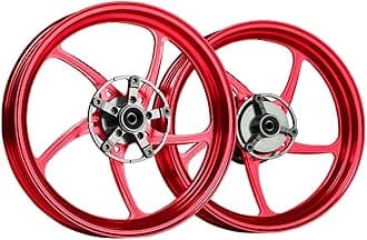 MOS Forged Aluminum Alloy Rims Wheels for Yamaha YZF R3 R25 MT03 MT25 2015-2022 and YZF-R15 MT-15 2018-2022 (Red, R3 R25 MT03 MT25 2015-2022 ABS)