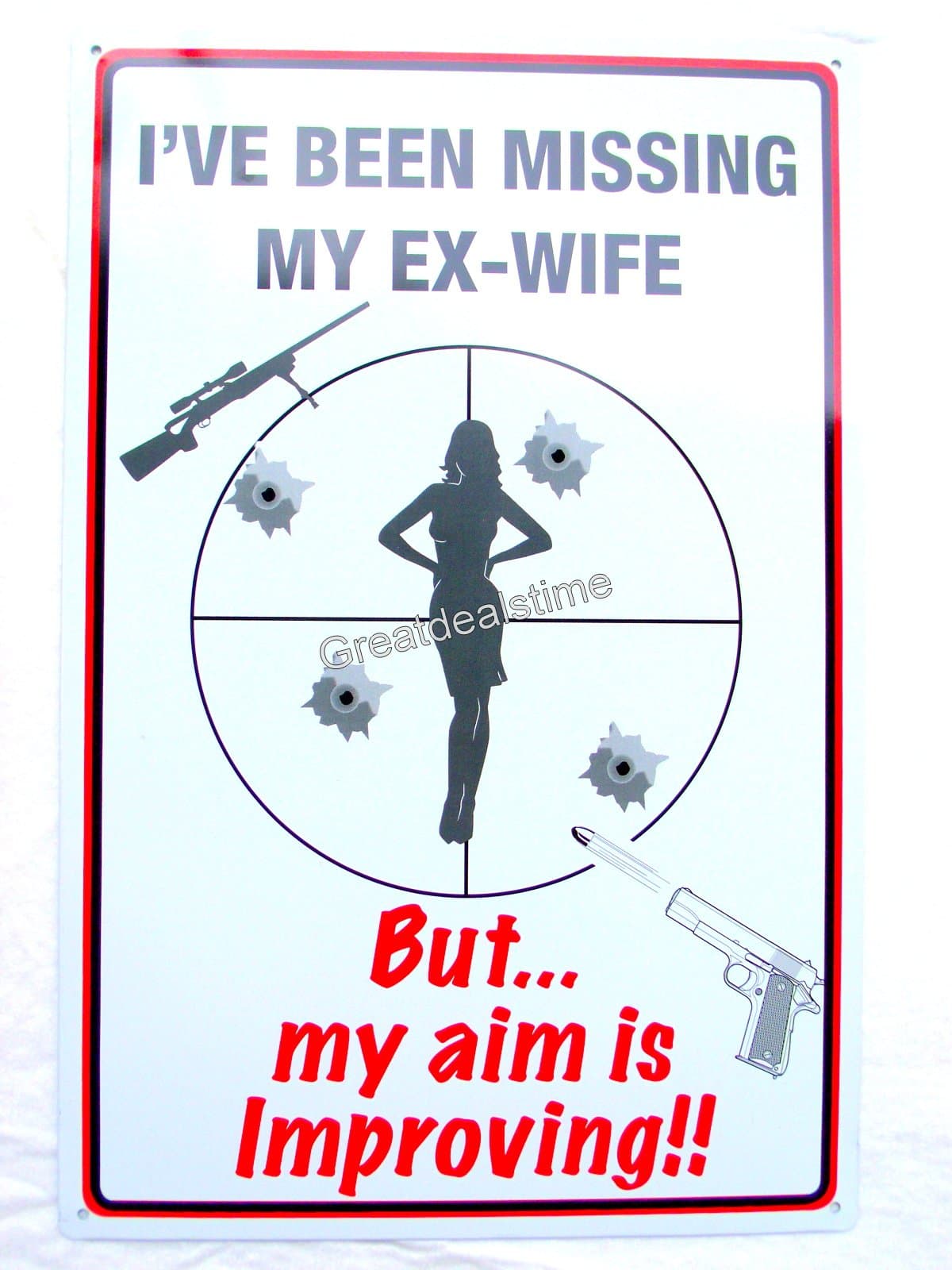 Gun Hunting Cabin Decor Sign,Target Shooting Practice Missing My Ex Wife, Funny