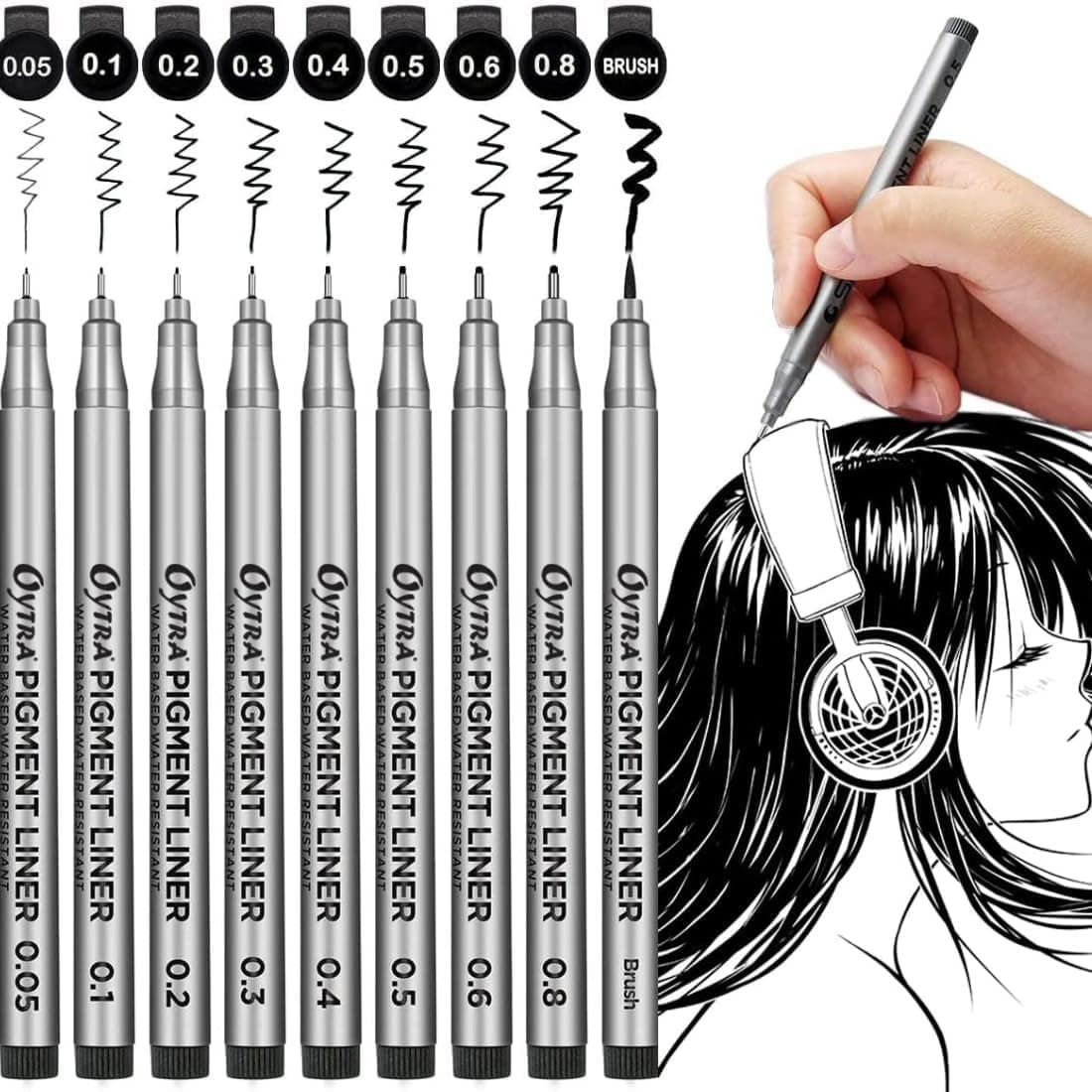 - Oytra Black Fineliners Fine Tip Mandala Art Technical Pen Waterproof Pigment Pens for Calligraphy Doodle Architecture Drawing Sketching Writing Outliner for Artist Professionals (9)
