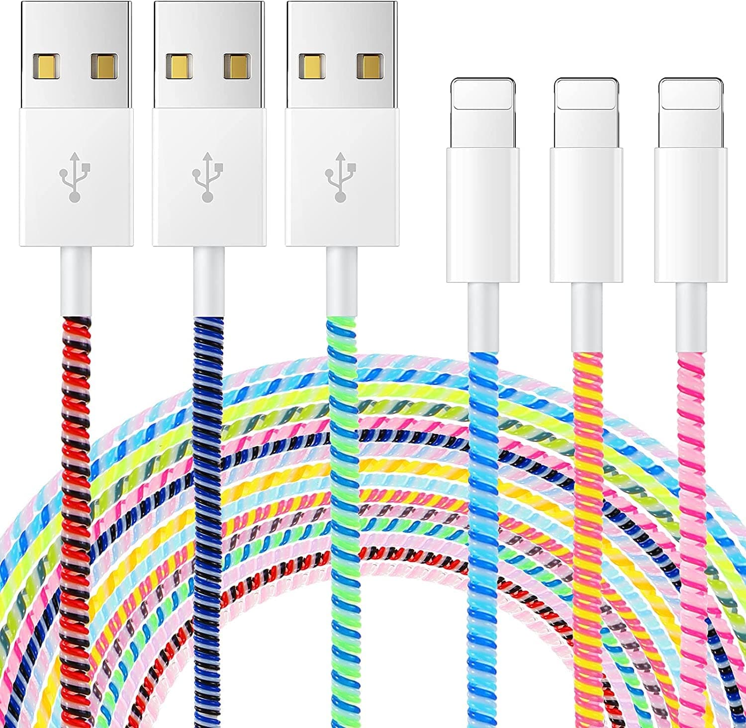 10 Pieces Spiral Cable Protector Charger Cable Saver Protector Headphone Cable Saver for USB Data Cable, Prevent Pets from Biting The Cable