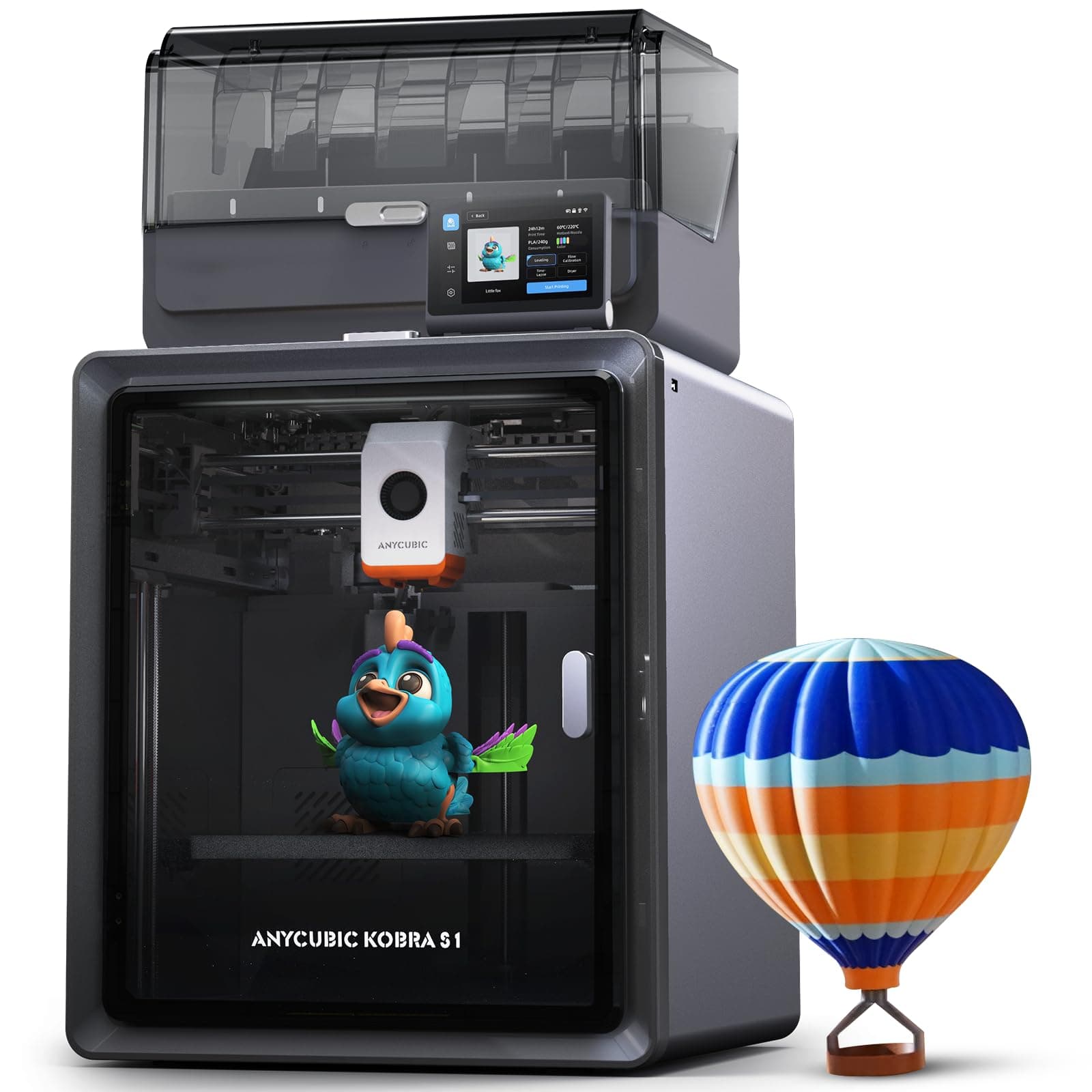 Anycubic Kobra S1 Combo 3D Printer, 4 Stunning Multicolor with Anycubic ACE PRO, 600mm/s High Speed and 320℃ Hotend Free-Clog Extruder, Intelligent Drying While Printing, Built-in Camera 250*250*250mm
