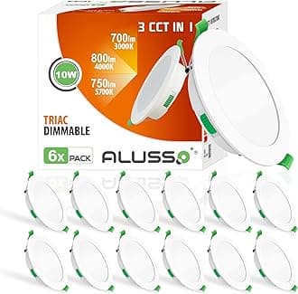 LED Recessed Ceiling Lights, 10W Dimmable Spotlights 28.7mm Ultra-Slim, 3000K Warm 4000K Neutral 6500K Cool Adjustable, Φ125-135mm Cutout, Round Downlights for Bathroom Kitchen Living Room, Pack of 12 [Energy Class F]