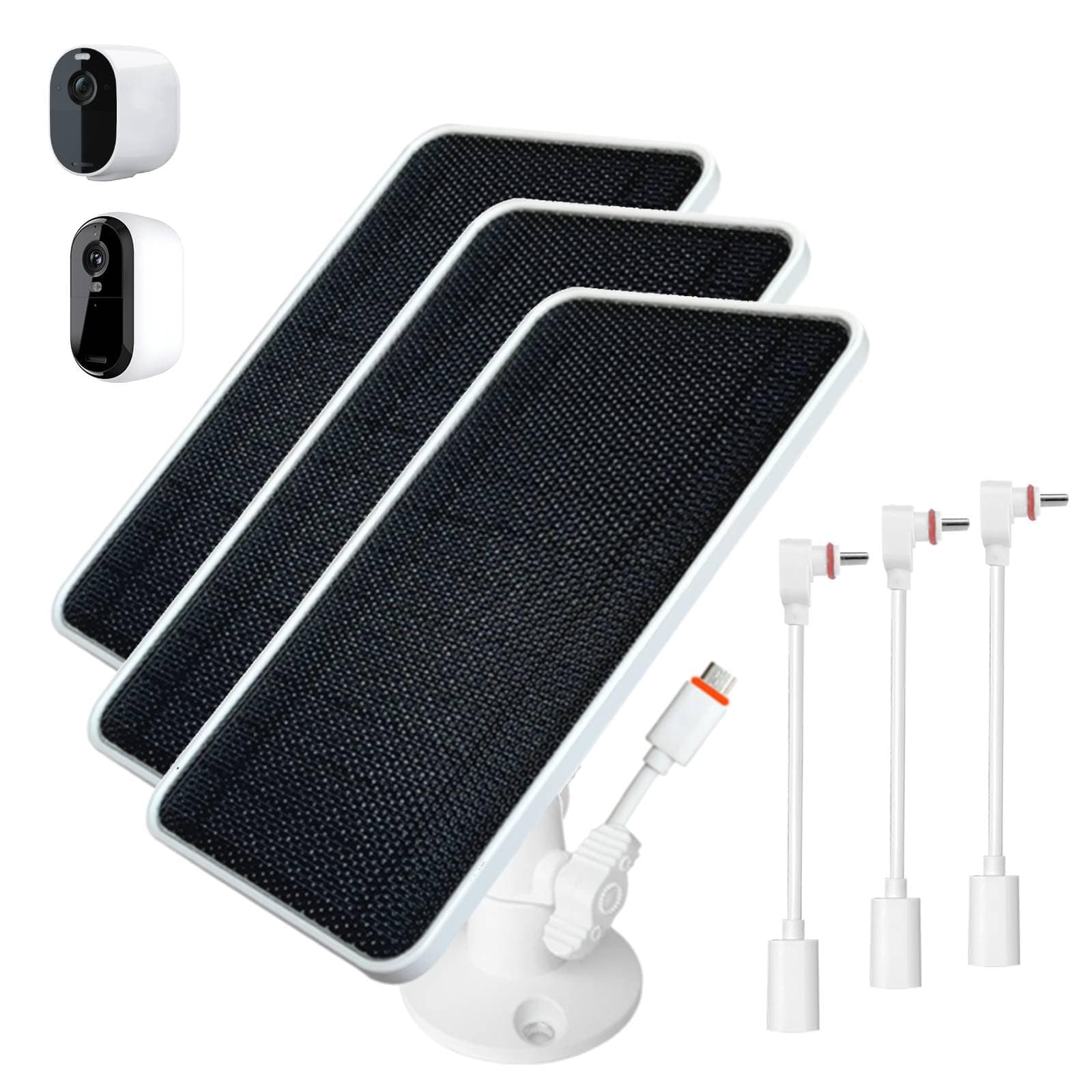 Solar Panel Charger for Arlo Essential Spotlight/XL Spotlight Camera(not for Arlo Essential 2K/2K XL), Micro USB (not Type-C) 13FT Weatherproof Cable and Aluminum Alloy Mount (3 Pack)