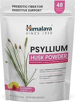 Himalaya Raspberry Lemon Psyllium Husk Powder, Daily Fiber Supplement for Digestive Health & Regularity, Sugar-Free, Gluten-Free, Vegan, No Artificial Colors, Easy-to-Mix, 12 oz (340 g)