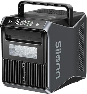 Silonn Battery-Powered Ice Maker with 4-Power, RV Ice Maker Countertop 12V/24V Car Charger 100-240V AC Solar-Ready, Portable Ice Machine 9 Cubes/6 Mins 22lbs/Day Auto-Clean for Camping RV Home Outdoor