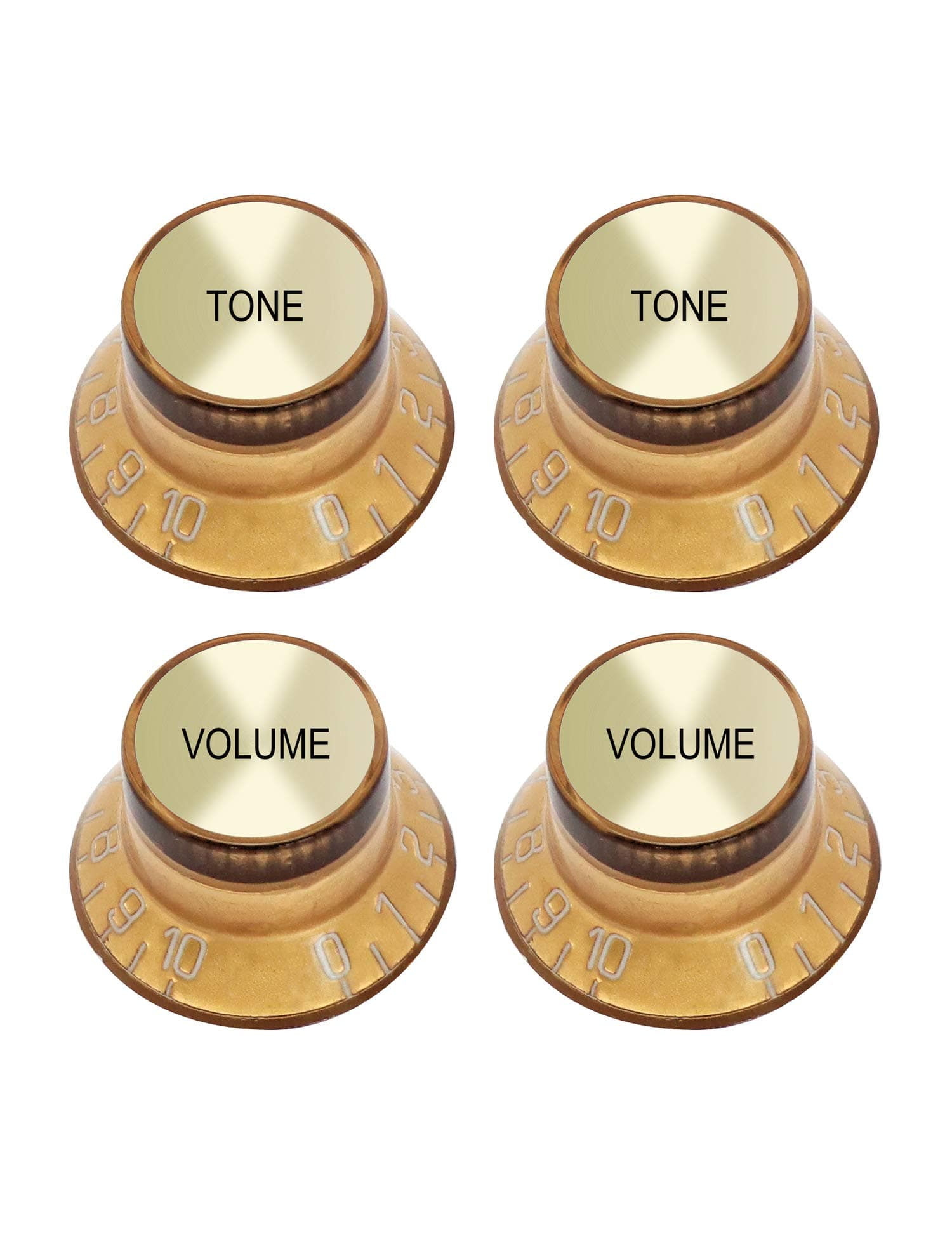 Metallor Electric Guitar Top Hat Knobs Speed Control Knobs 2 Volume 2 Tone Compatible with Les Paul LP Electric Guitar Parts Replacement (Gold)