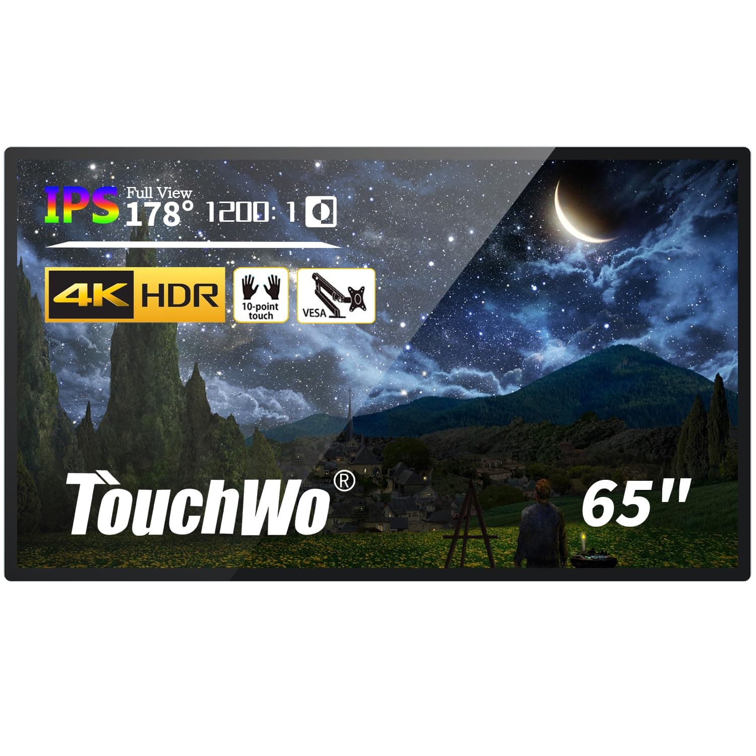 65 inch Interactive Touchscreen Monitor, Smart Board with 4K Display, Win-10 Electronic Whiteboard Touch Screen PC for Office and Classroom, Core i3 RAM 4G & ROM 128G