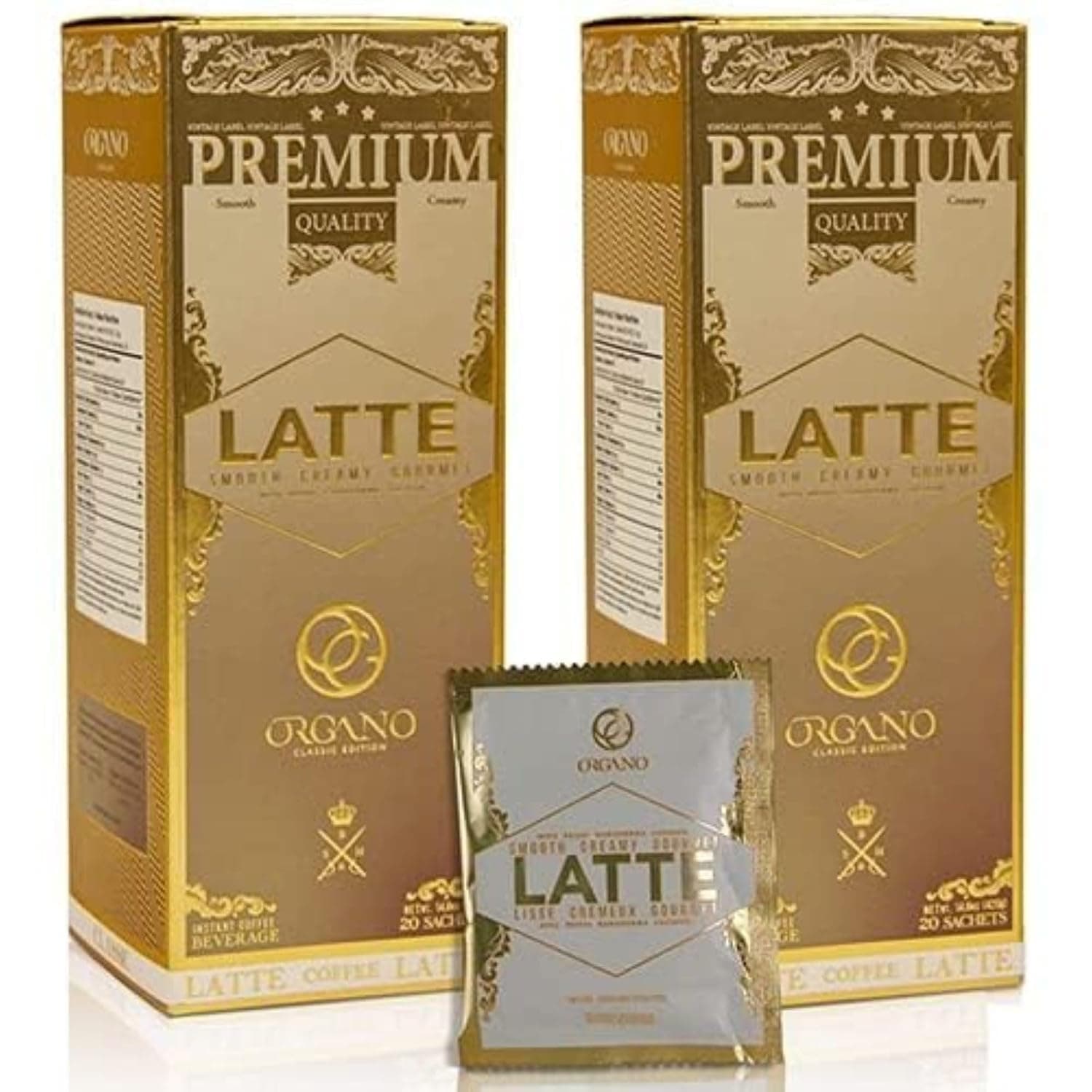 2 boxes Gourmet Cafe Latte, 100% Certified Ganoderma Lucidum (40 Sachets)