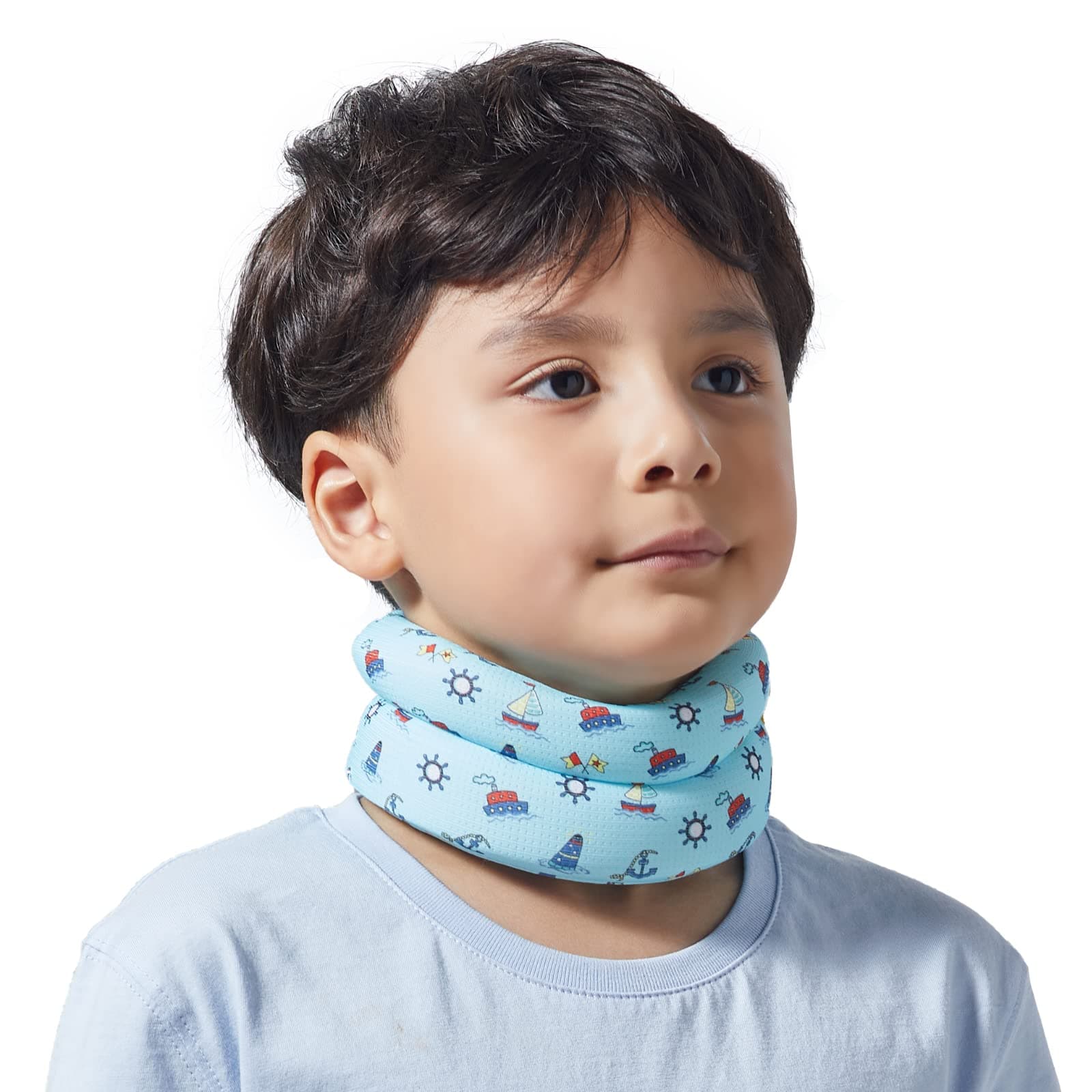 Kids Soft Neck Posture Corrector Brace, Prevent Humpback, Cervical Collar Support for Pain and Spine Alignment Straightener (Blue,10-10.5inch)