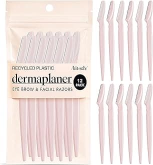 Kitsch Dermaplaning Blades For Face - Face Razors for Women and Men | Eyebrow Razor & Facial Hair Remover | Exfoliates Facial Skin, Eyebrow Shaper | Dermaplaning Tool, 12pc (Blush)