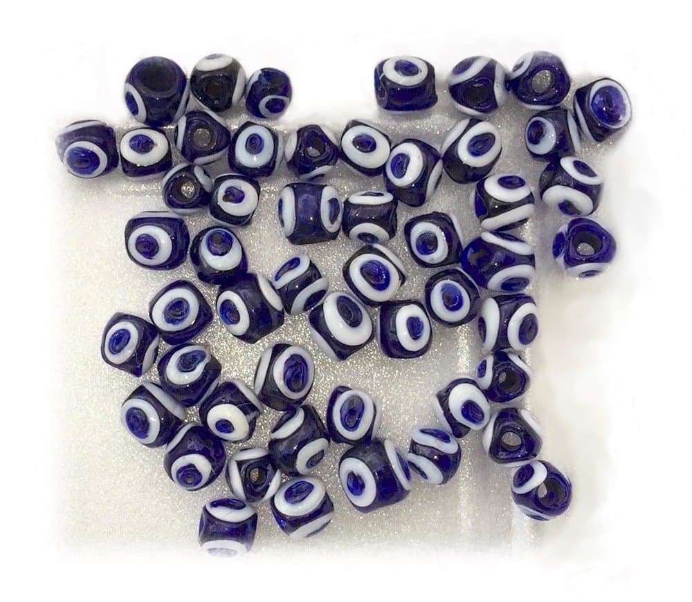50PC Glass Evil Eye Beads with Large Thread Hole, Handmade Beads for Jewelry or Crafts