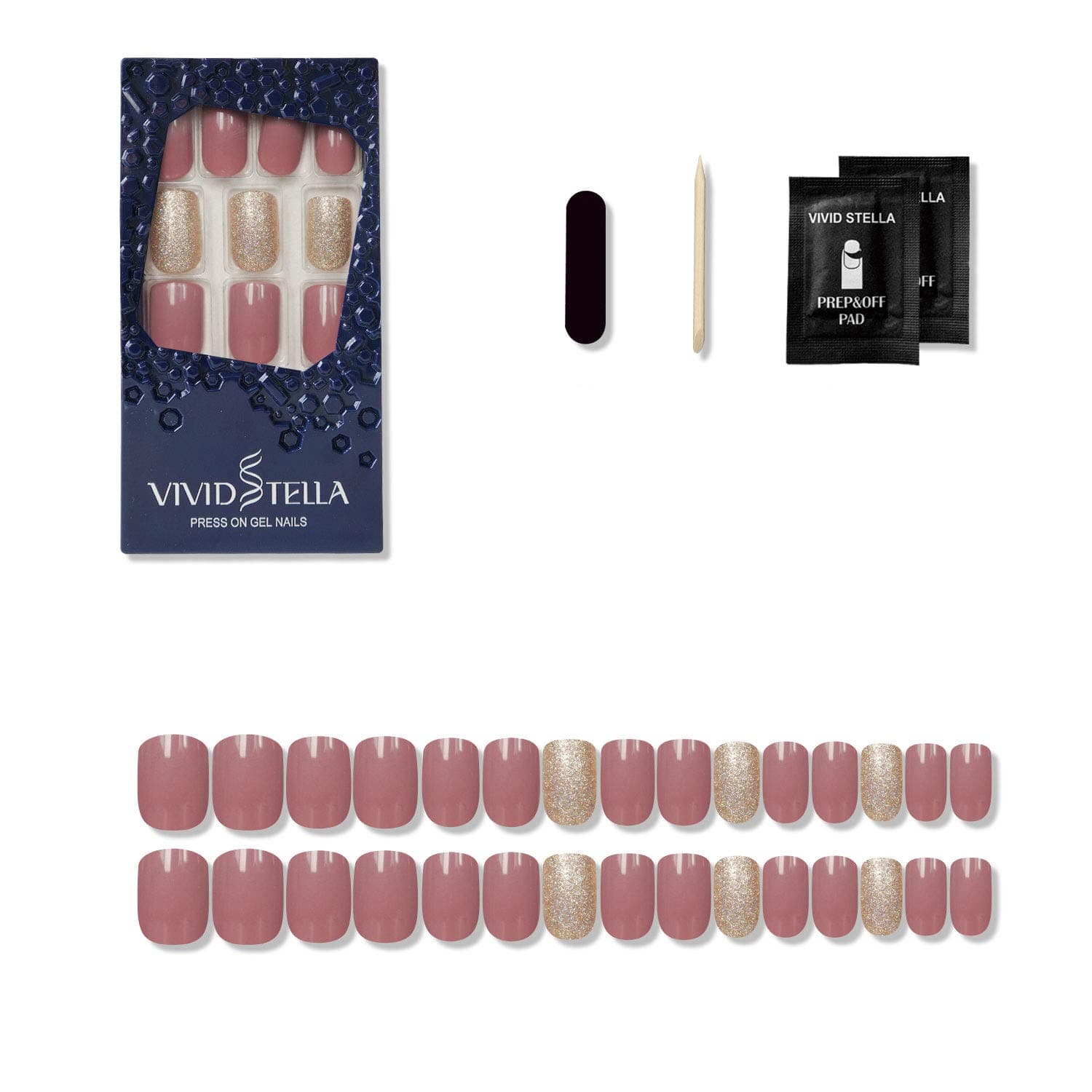 Press On False Nails 30 Pcs Artificial Full Cover Short Square Nail Tips for Girls and Women