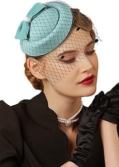 Cizoe Fascinator Hats for Women 20s 50s Vintage Pillbox Hat Kentucky Derby Fascinators Flower Veil Wedding Tea Party Hat