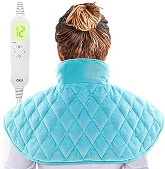 Weighted Heating Pad for Neck and Shoulder Pain Relief,2lb,Heated Neck Shoulder Wrap with 12 Heat Setting,1-24 Hour Auto Shut Off, Stay on Function, Moist Heat,Machine Washable Hot Heated Pad