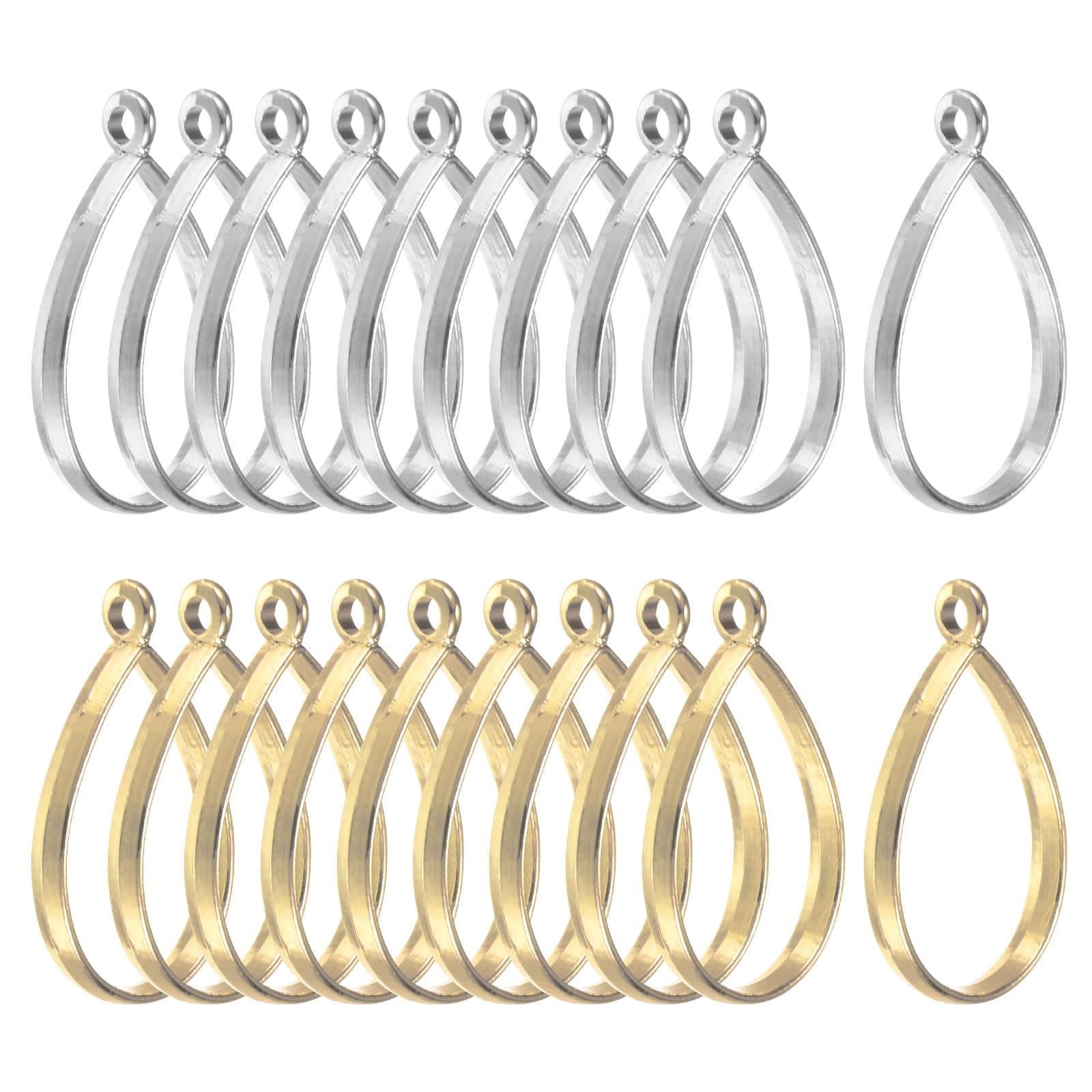 20-Pack Open Bezels for Resin, Teardrop Shape Open Back Bezel Pendants for Resin Jewelry Making/DIY Earrings Necklace, Alloy Hollow Frame Pendants [Gold Tone, Silver Tone]