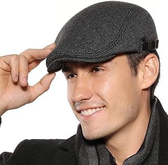 Mens Newsboy Cap Winter Beret Hat Cabbie Flat Cap