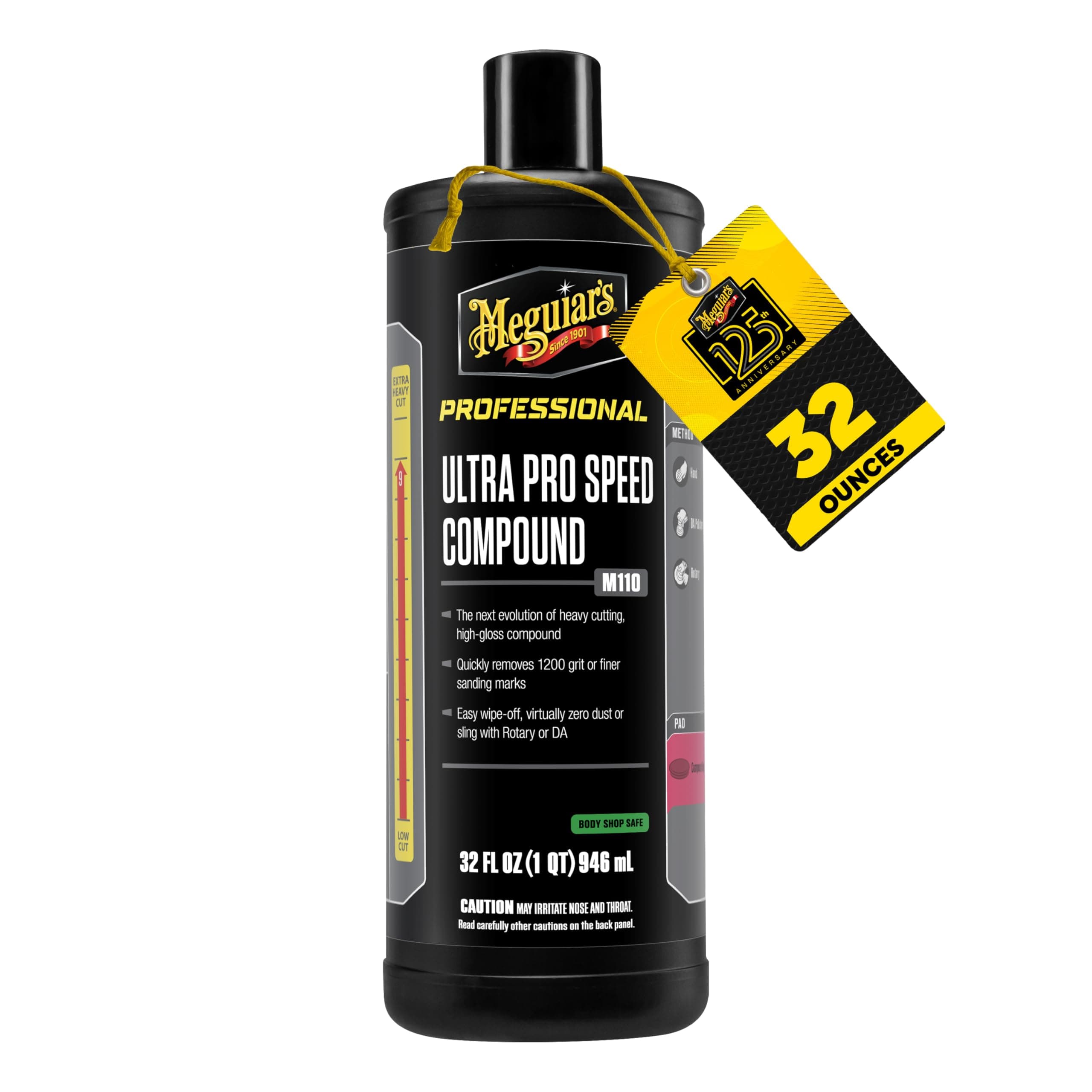 M11032 Mirror Glaze Ultra Pro Speed Compound, Rubbing Compound for Cars Removes Up to 1,200 Grit Sanding Marks and Leaves a Swirl-Free, High-Gloss Finish, 32 Oz or 1 Gal