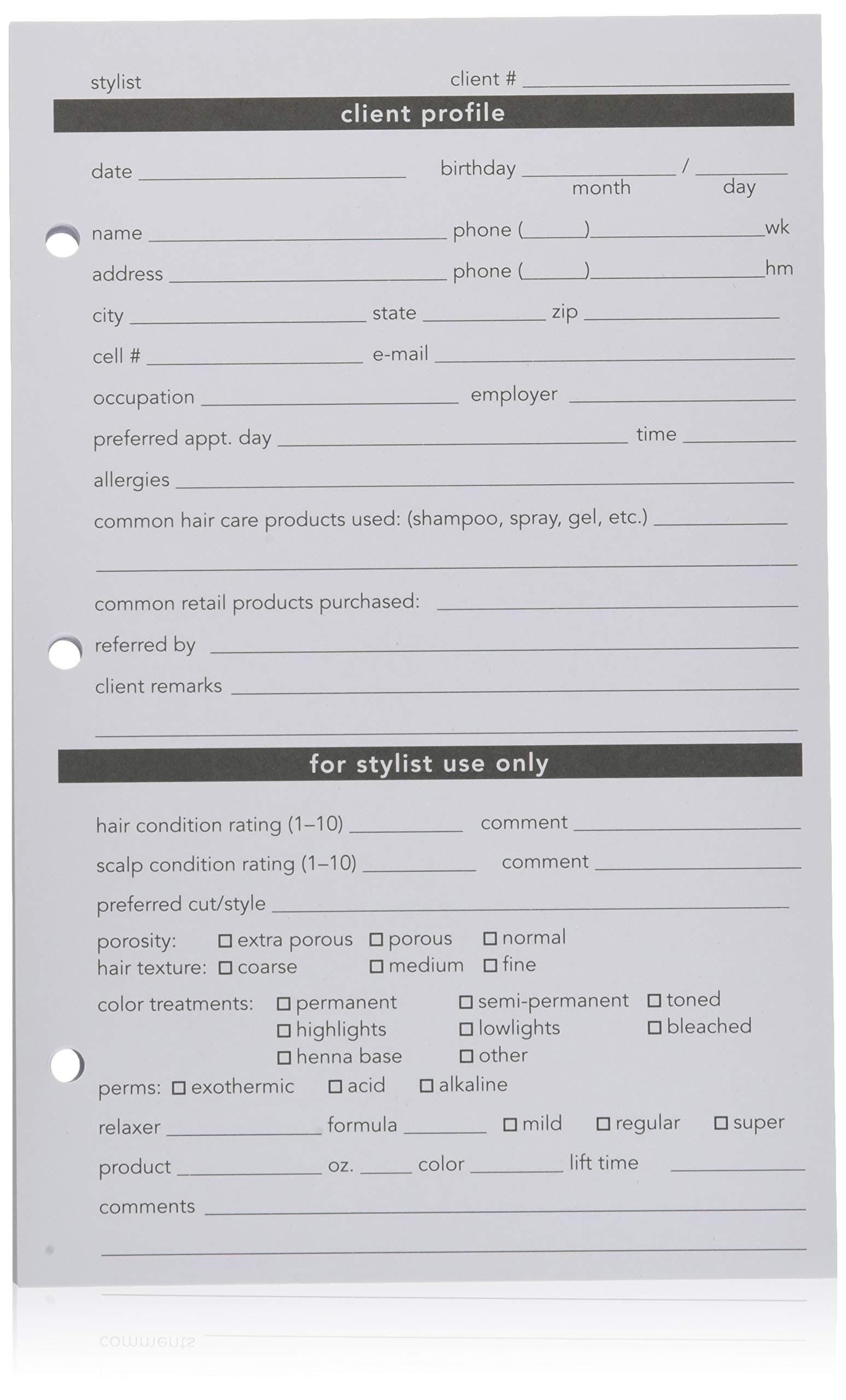 Fromm Stylist Client Data Refill Cards Personal Organizer Refill (391)