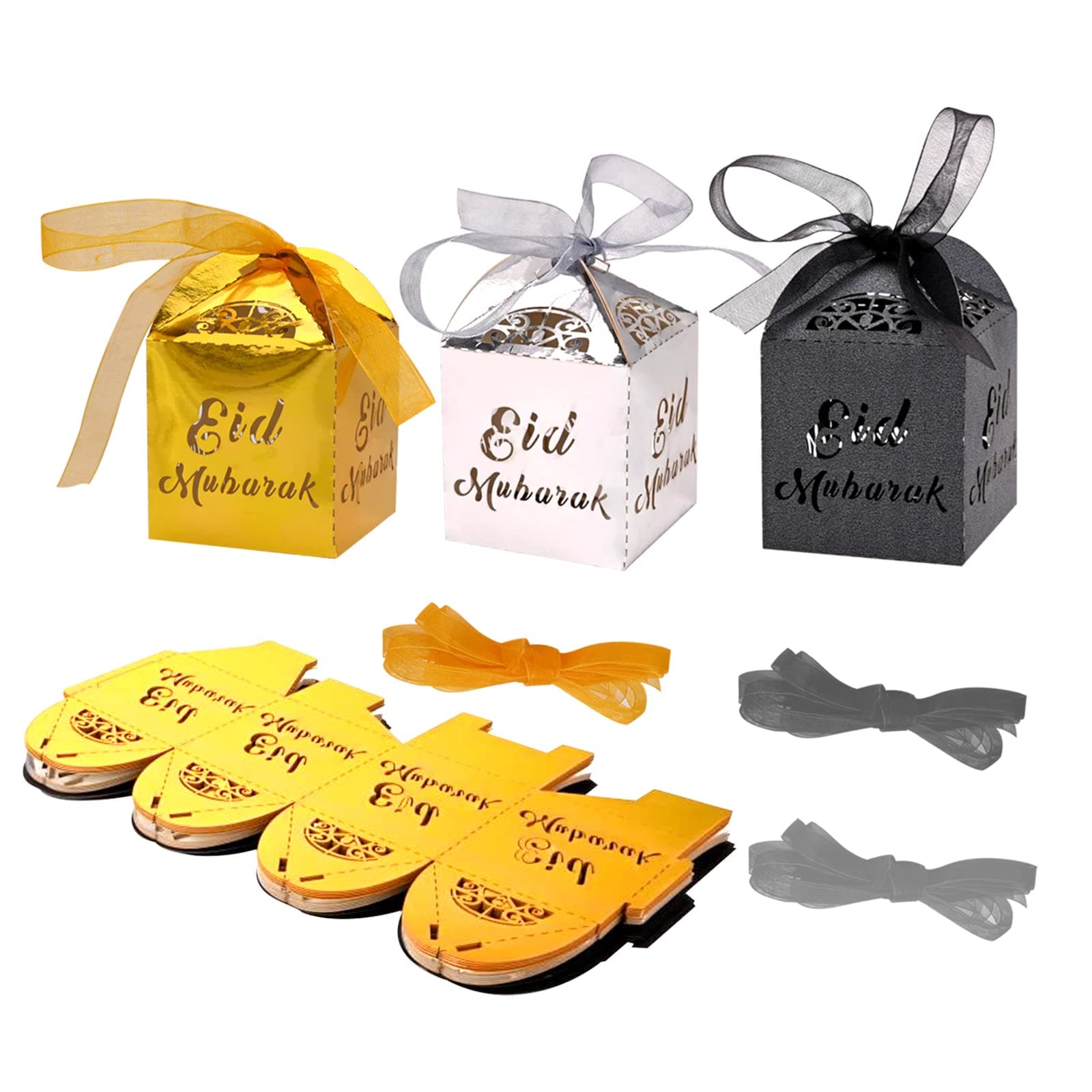 Eid Mubarak Treat Boxes 30 Pack, Ramadan Gift Boxes for Muslim Ramadan Supplies Islamic New Year, Candies Goodies, Eid Party Decoration