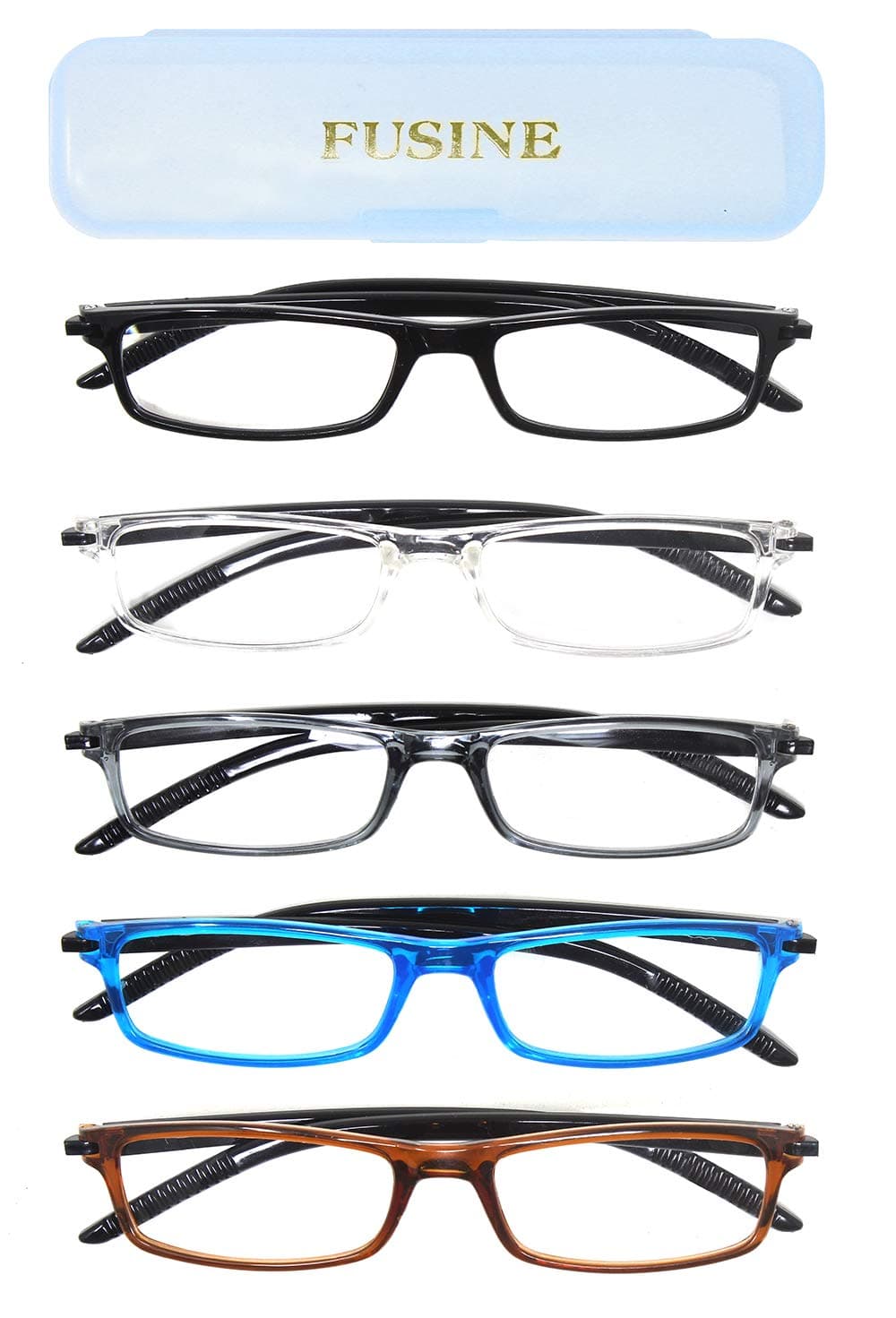 Fusine Pack of 2 - Full Frame Shell Type Reading Eye Glasses for Men & Women, Random Color (+1.00, 1.25, 1.50, 1.75, 2.00, 2.25, 2.50, 2.75, 3.00) (+2.50).