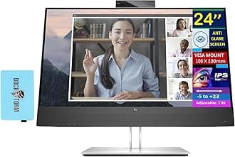 HP E24mv G4 24" FHD IPS Monitor w/ 5ms Response Time, Anti Glare, Flicker Free, Built-in Speakers, Displayport, HDMI & Dockztorm USB Port Expander, Black/Silver (169L0AA#ABA - 2026 Latest Model)